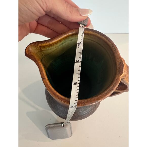 Vintage Mid-century Rare Salt Glaze Pitcher Double Handle Unique JL - Picture 9 of 11